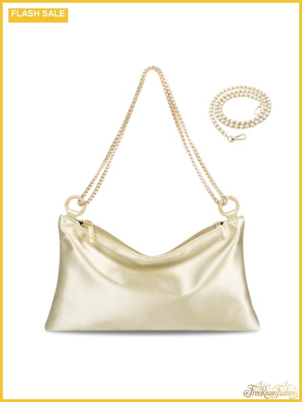 Satin Evening Handbag Clutch Purse with Detachable Chain Straps Formal Party